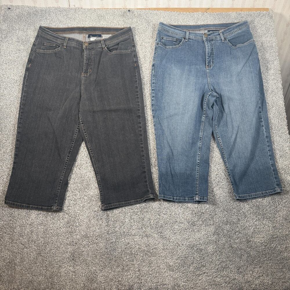 Denim & Co Capri Denim Jeans 16 32x18 Blue Gray Stretch Lot 2 Summer Mom Casual